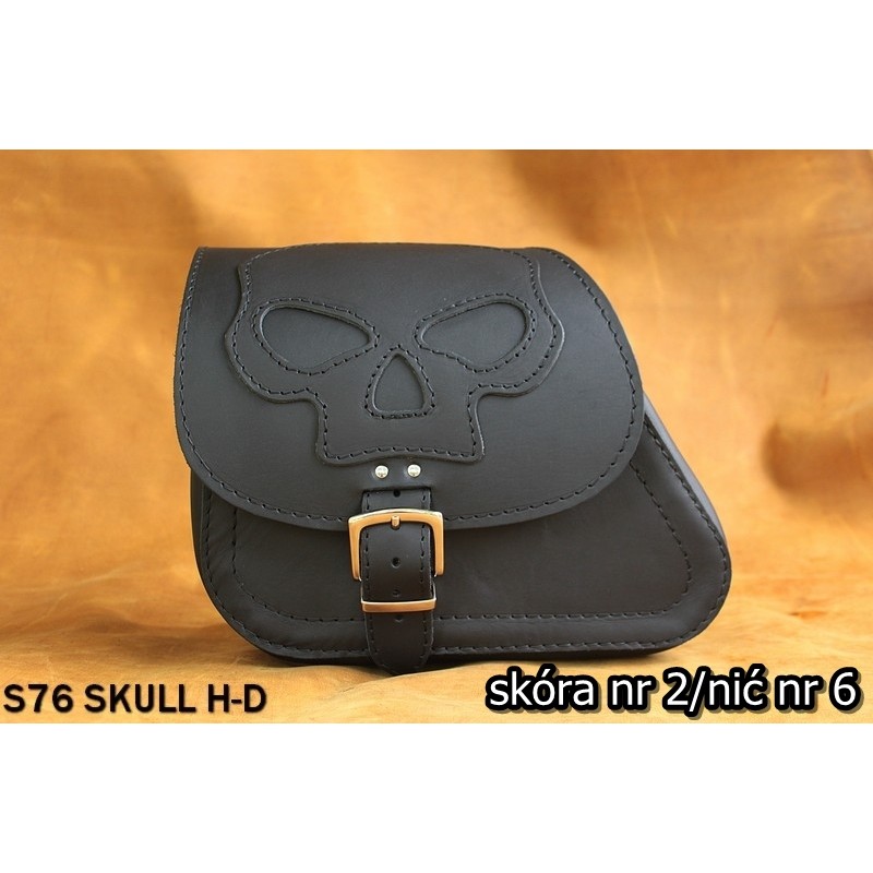 LEATHER SADDLEBAG S76 SKULL H-D DYNA without bracket