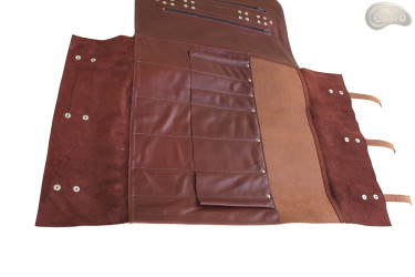 Coperta sacchetto / coltello COGNAC CON CERNIERA LAMPO (modello 3)