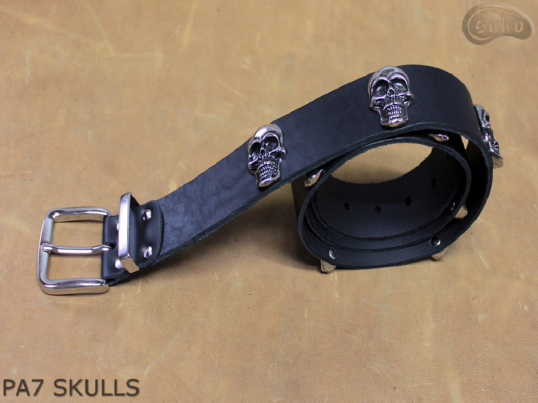 Cintura per pantaloni/gonna in pelle PA7 con teschi