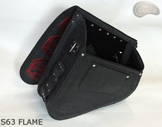 LEATHER SADDLEBAG S63 FLAME H-D SOFTAIL