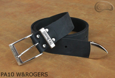 Cintura per pantaloni in pelle PA10 W&ROGERS con puntale in metallo