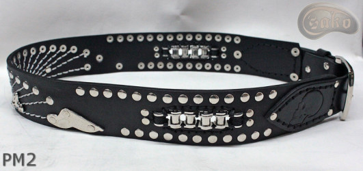 Cintura in pelle PM2 per pantaloni stile motociclista. LUNGHEZZA ~ 110,5 cm