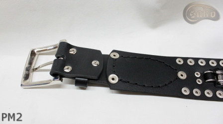 Cintura in pelle PM2 per pantaloni stile motociclista. LUNGHEZZA ~ 110,5 cm