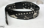 Cintura in pelle PM2 per pantaloni stile motociclista. LUNGHEZZA ~ 110,5 cm