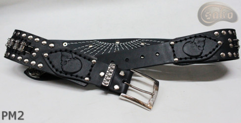 Cintura in pelle PM2 per pantaloni stile motociclista. LUNGHEZZA ~ 110,5 cm
