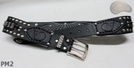 Cintura in pelle PM2 per pantaloni stile motociclista. LUNGHEZZA ~ 110,5 cm
