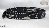 Cintura in pelle PM1 per pantaloni stile motociclista. LUNGHEZZA ~ 115 cm