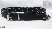 Cintura in pelle PM1 per pantaloni stile motociclista. LUNGHEZZA ~ 115 cm