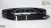 Cintura in pelle PM1 per pantaloni stile motociclista. LUNGHEZZA ~ 115 cm