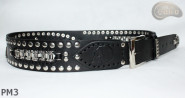 Cintura in pelle PM1 per pantaloni stile motociclista. LUNGHEZZA ~ 115 cm