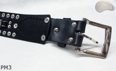 Cintura in pelle PM1 per pantaloni stile motociclista. LUNGHEZZA ~ 115 cm