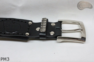 Cintura in pelle PM1 per pantaloni stile motociclista. LUNGHEZZA ~ 115 cm