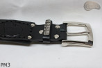Cintura in pelle PM1 per pantaloni stile motociclista. LUNGHEZZA ~ 115 cm