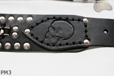 Cintura in pelle PM1 per pantaloni stile motociclista. LUNGHEZZA ~ 115 cm