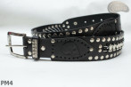 Cintura in pelle PM4 per pantaloni stile motociclista. LUNGHEZZA ~ 120,5 cm