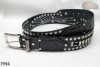 Cintura in pelle PM4 per pantaloni stile motociclista. LUNGHEZZA ~ 120,5 cm