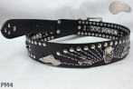 Cintura in pelle PM4 per pantaloni stile motociclista. LUNGHEZZA ~ 120,5 cm