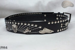Cintura in pelle PM4 per pantaloni stile motociclista. LUNGHEZZA ~ 120,5 cm