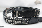 Cintura in pelle PM4 per pantaloni stile motociclista. LUNGHEZZA ~ 120,5 cm