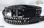 Cintura in pelle PM4 per pantaloni stile motociclista. LUNGHEZZA ~ 120,5 cm