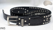 Cintura in pelle PM5 per pantaloni stile motociclista. LUNGHEZZA ~ 126 cm