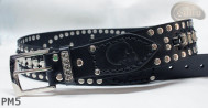 Cintura in pelle PM5 per pantaloni stile motociclista. LUNGHEZZA ~ 126 cm