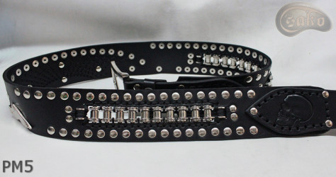 Cintura in pelle PM5 per pantaloni stile motociclista. LUNGHEZZA ~ 126 cm