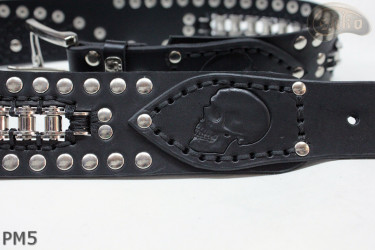 Cintura in pelle PM5 per pantaloni stile motociclista. LUNGHEZZA ~ 126 cm