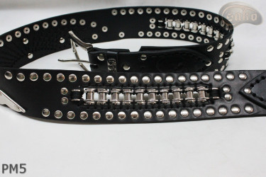 Cintura in pelle PM5 per pantaloni stile motociclista. LUNGHEZZA ~ 126 cm