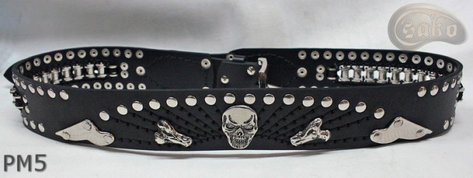 Cintura in pelle PM5 per pantaloni stile motociclista. LUNGHEZZA ~ 126 cm