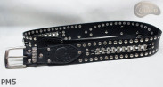 Cintura in pelle PM5 per pantaloni stile motociclista. LUNGHEZZA ~ 126 cm