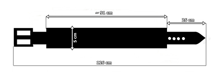 Cintura in pelle PM5 per pantaloni stile motociclista. LUNGHEZZA ~ 126 cm