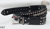 Cintura in pelle PM7 per pantaloni stile motociclista. LUNGHEZZA ~ 131 cm