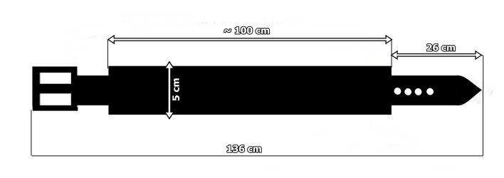 Cintura in pelle PM7 per pantaloni stile motociclista. LUNGHEZZA ~ 131 cm
