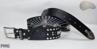 Cintura in pelle PM6 per pantaloni stile motociclista. LUNGHEZZA ~ 131 cm