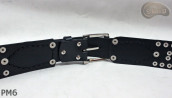 Cintura in pelle PM6 per pantaloni stile motociclista. LUNGHEZZA ~ 131 cm