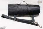 Knife bag / pouch BLACK GRAIN LEATHER SKULLS ( model 4)