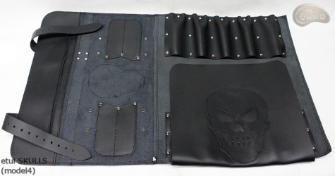 Coperta sacchetto / coltello PELLE FIORE SKULLS ( modello 4)