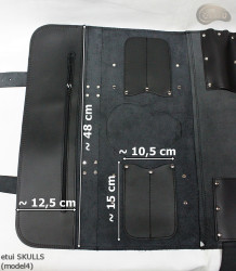 Knife bag / pouch BLACK GRAIN LEATHER SKULLS ( model 4)