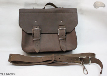 Borsa a tracolla in pelle TR3 BROWN