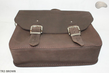 Leather shoulder bag TR3 BROWN