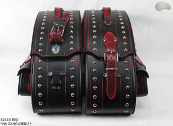 LEATHER SADDLEBAGS S261 RED *TO ORDER*