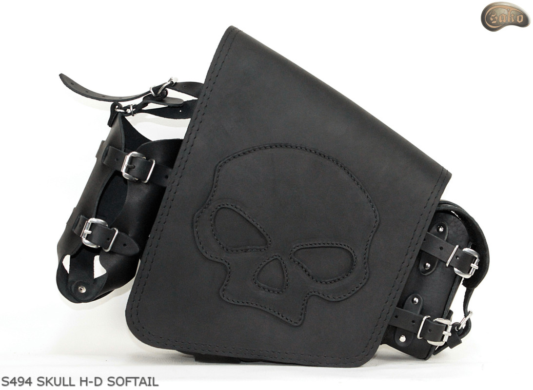 LEATHER SADDLEBAG S494 SKULL H-D SOFTAIL