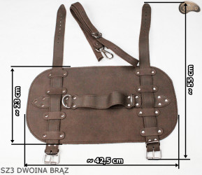 Bretelle SZ3 in pelle scamosciata marrone / cintura per coperta, materassino, sacco a pelo, giacca, bicicletta/motocicletta