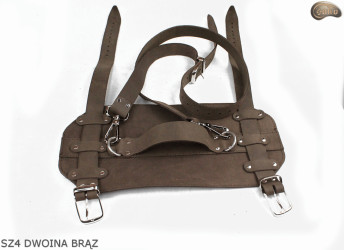 Bretelle SZ4 in pelle scamosciata marrone / cintura per coperta, materassino, sacco a pelo, giacca, bicicletta/motocicletta