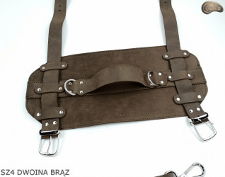 Bretelle SZ4 in pelle scamosciata marrone / cintura per coperta, materassino, sacco a pelo, giacca, bicicletta/motocicletta
