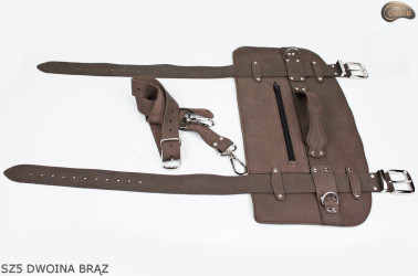 SZ5 in pelle scamosciata marrone / cintura per coperta, materassino, sacco a pelo, giacca, bicicletta/motocicletta