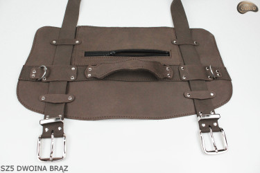 SZ5 in pelle scamosciata marrone / cintura per coperta, materassino, sacco a pelo, giacca, bicicletta/motocicletta