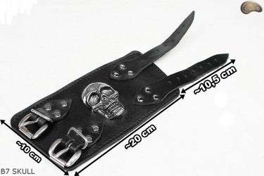Bracciale in pelle B7 skull goth rock metal punk