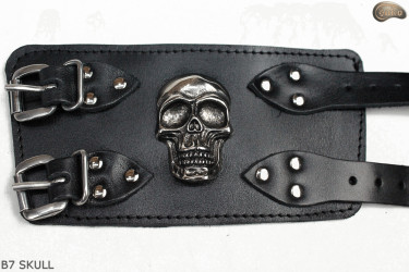 Bracciale in pelle B7 skull goth rock metal punk